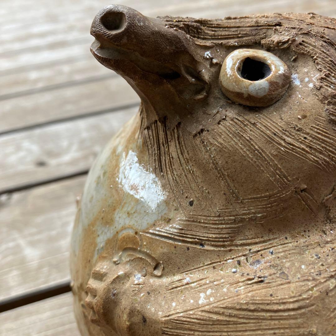 弥平次作　タヌキ 陶器 蚊遣　蚊取り線香器　アンティーク