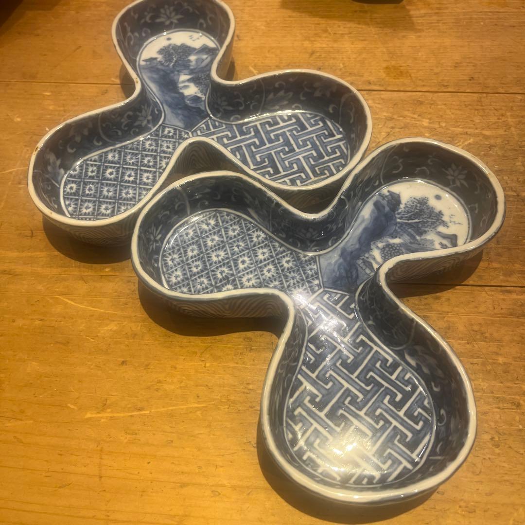 廣野俊彦　　染付皿　　　5客