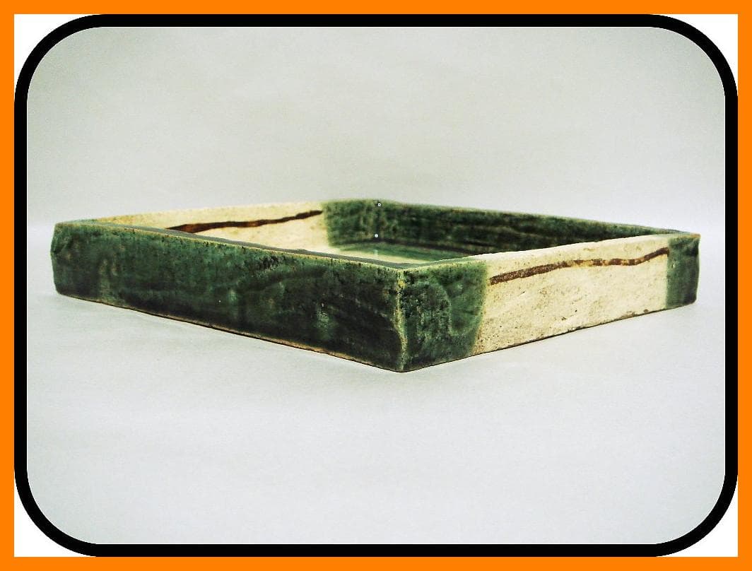 mf50623『織部 柳 菱形鉢』М　/骨董品 古美術 アンティーク 古玩