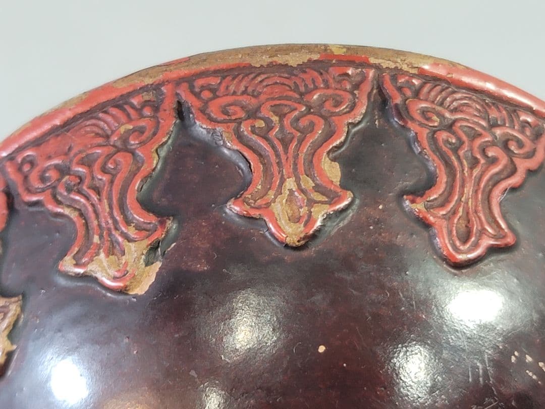 DT628 古美術 仿堆朱 陶製 水注 瓶 文房具