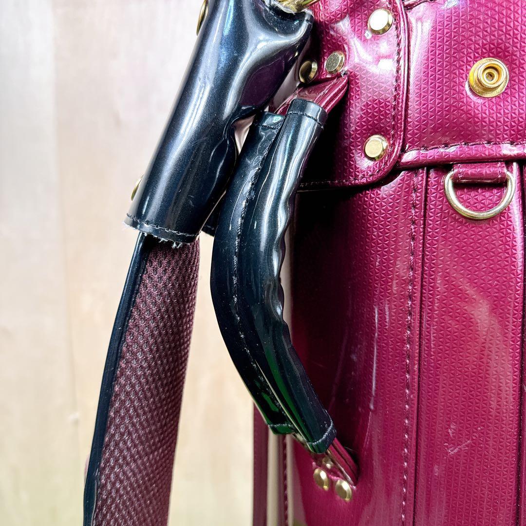 MAJESTY　キャディバッグ　カート式　エナメル素材　ワインレッド系　5分割