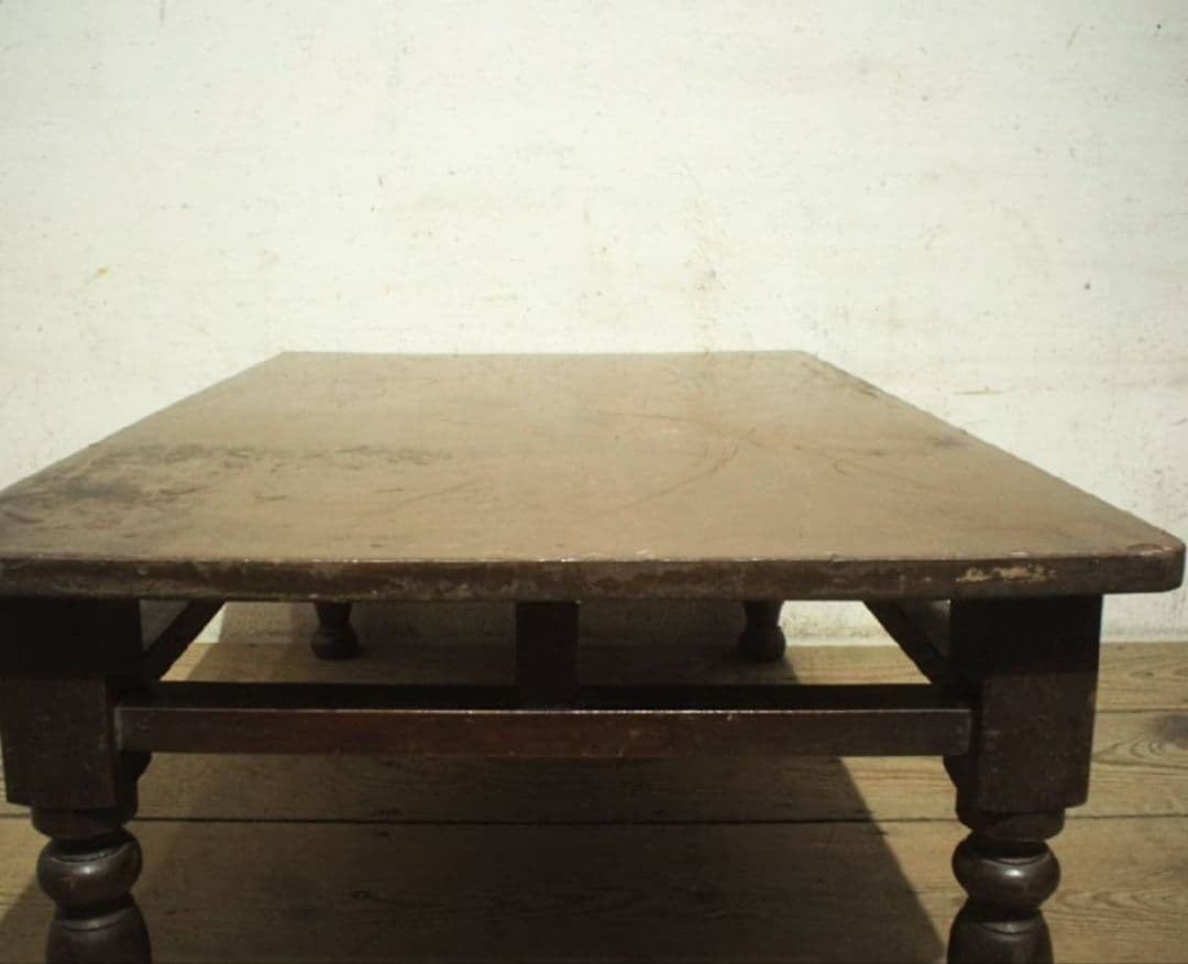 1018 アンティーク　ろくろ脚　文机　ローテーブル　座卓 轆轤　レトロ　古家具