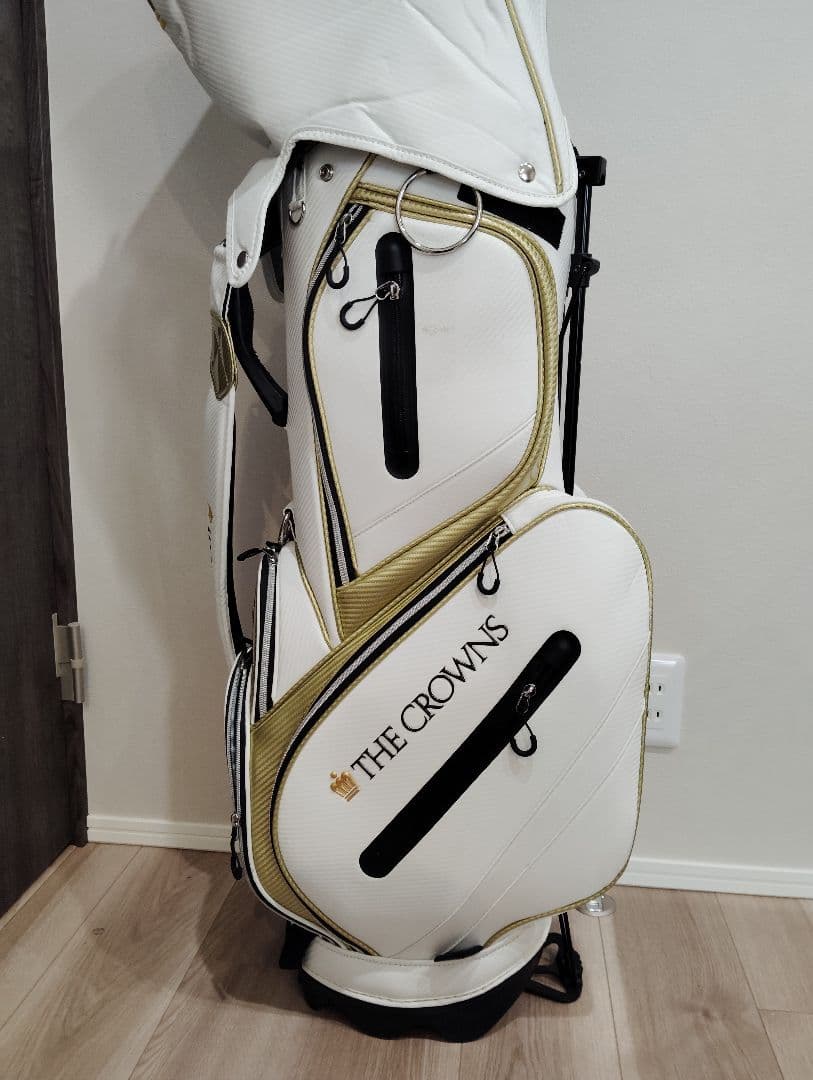 THE CROWNS キャディバッグ ホワイト・ゴールド
