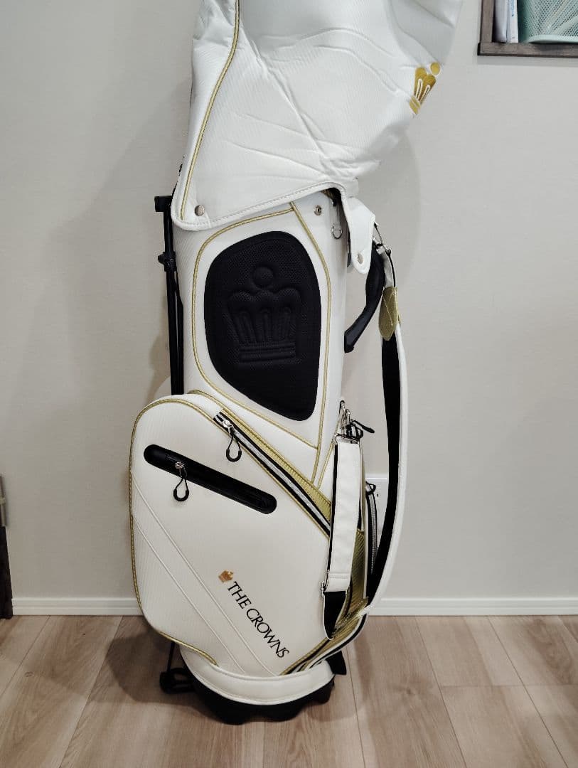 THE CROWNS キャディバッグ ホワイト・ゴールド