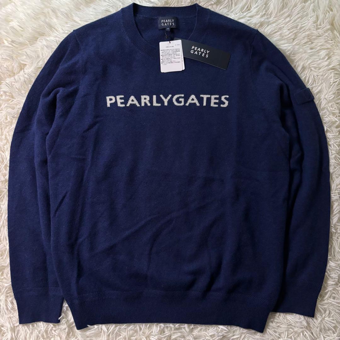 新品タグ付✨PEARLYGATES カシミヤ100% ニット サイズL ネイビー