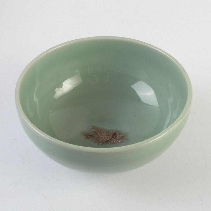 伊万里青磁　鍋島青磁　人形手　鉢　時代箱付　V　9532