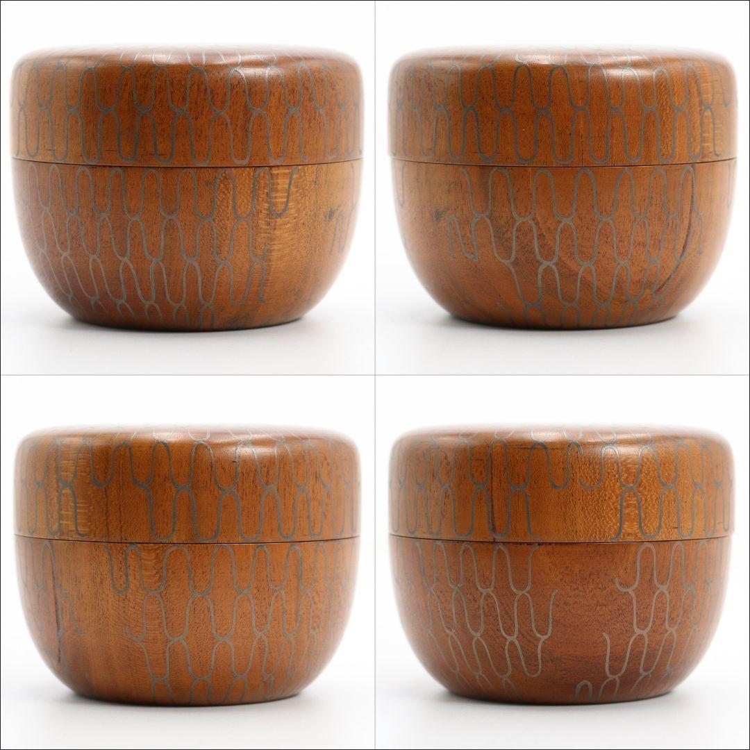 岡本陽斎作 桜川蒔絵 平棗 茶道具 共箱　V773　N2