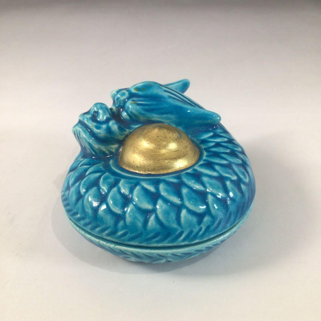 Ｓ１３０　香合　『真葛香斎造』『交趾』『玉龍香合』　共箱　茶道具