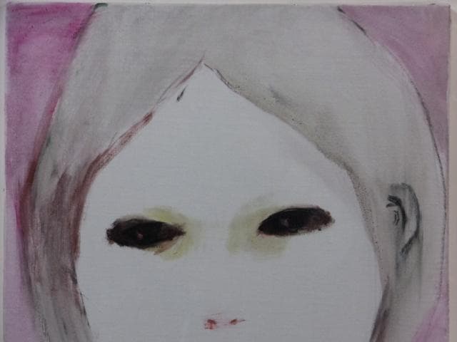 現代美術　福島淑子　直筆サイン『Untitled』キャンヴァスに油彩 0317B