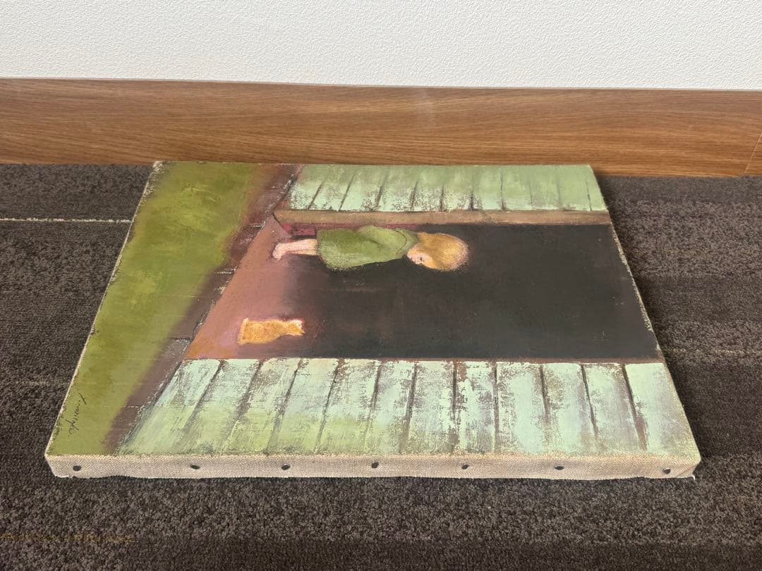 【真作】則武ヤスヒロ 「どこから来たの？」油彩 F6号 松坂屋 希少