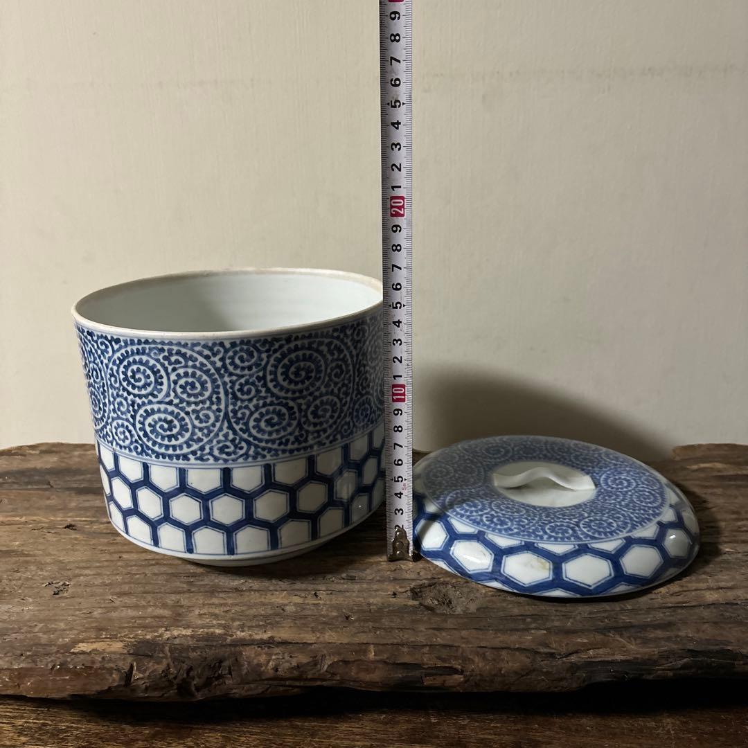 古伊万里たこ唐草蓋物　アンティーク 古道具　骨董　蕎麦猪口　検:李朝.白洲正子