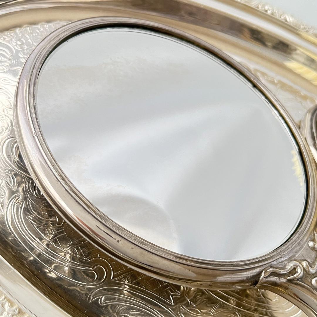 【天使と薔薇】 ロココのミラー/ブラシ/コーム【シルバープレート】 手鏡