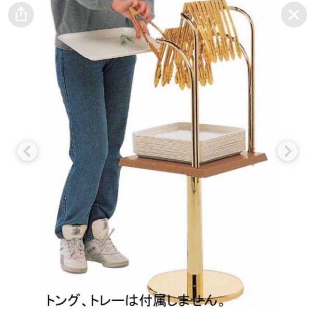 【中古品】シンプルセルフスタンド　パン屋　トング・トレー 台 収納 飾り棚