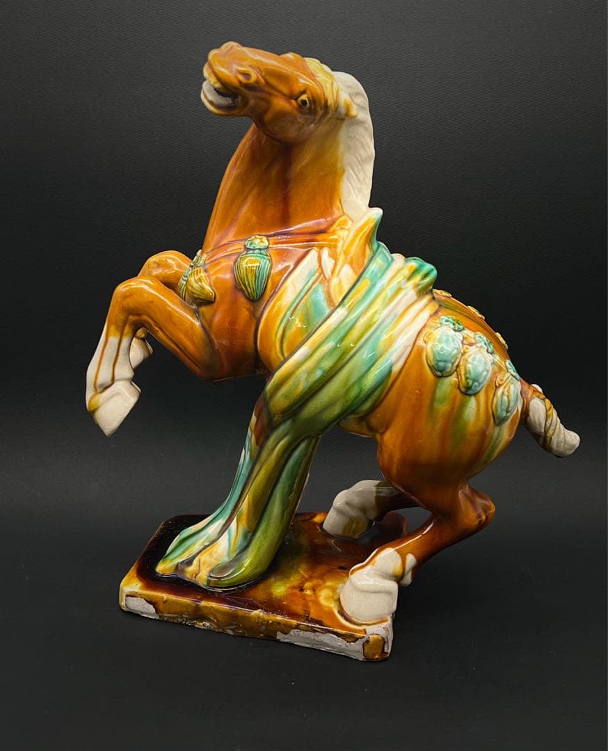 中国美術 唐三彩 馬 置物