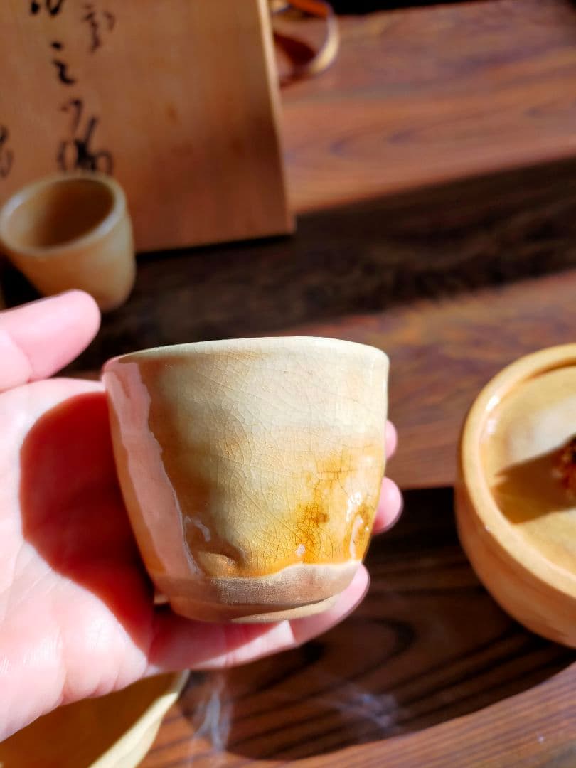 二六焼　茶器三ツ揃　蟹　松柏庵　佐々木二六　煎茶道具