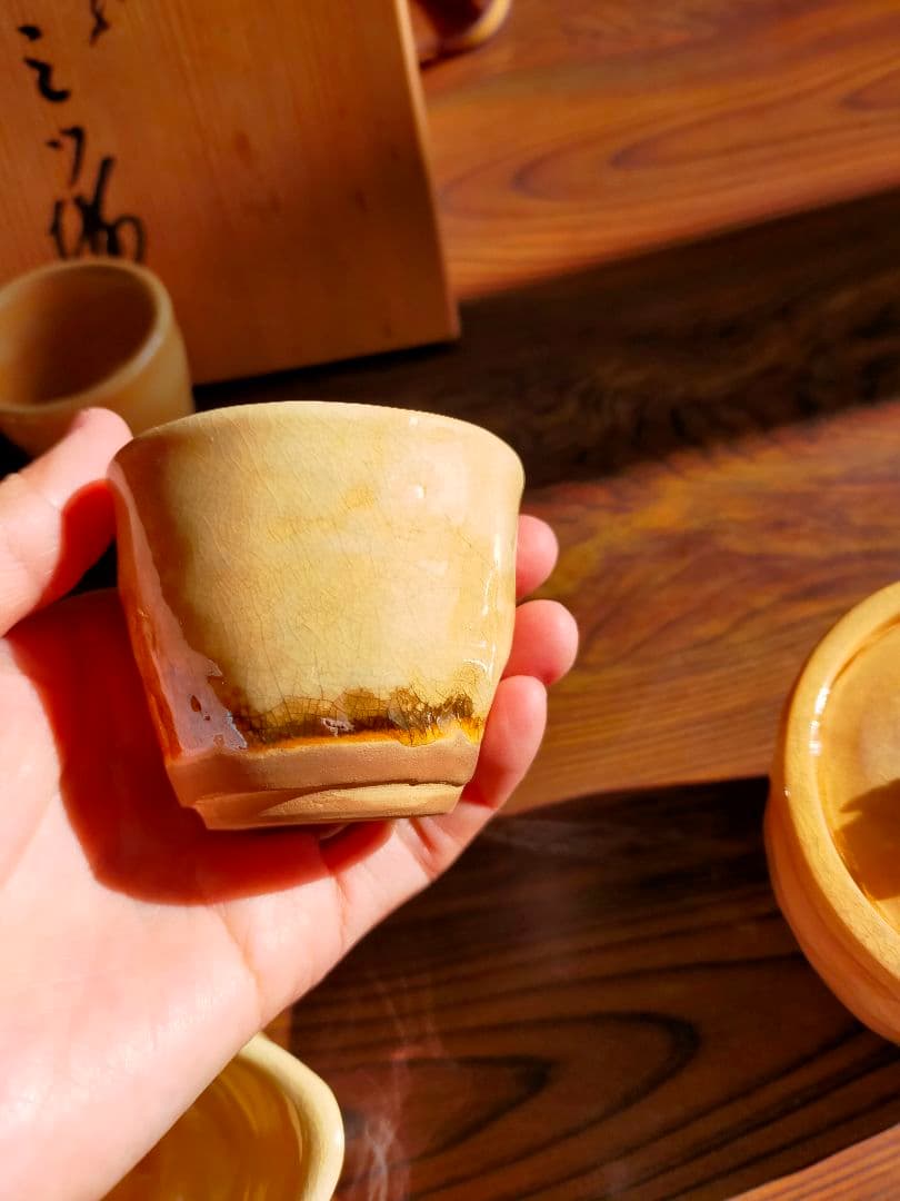 二六焼　茶器三ツ揃　蟹　松柏庵　佐々木二六　煎茶道具