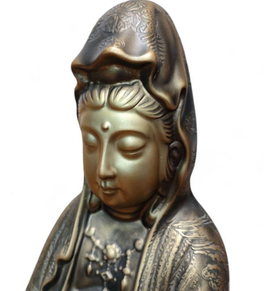 【鶯玉作】観音菩薩 仏像 古美術 非鉄 金属工芸 彫刻 観音像