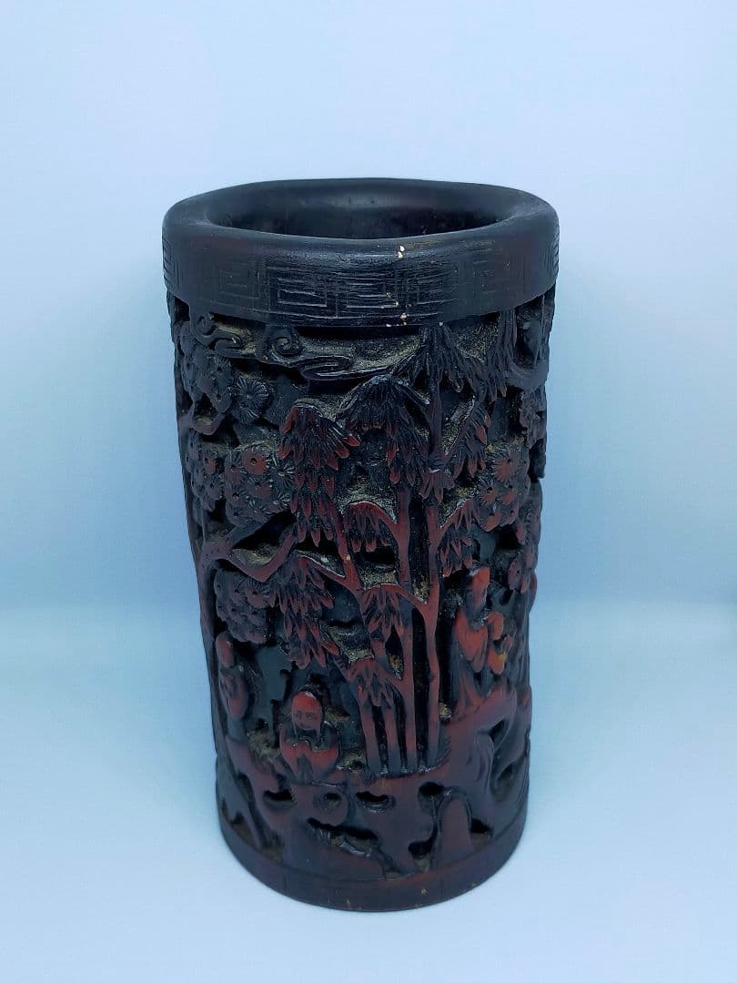 中国　筆筒　年代物