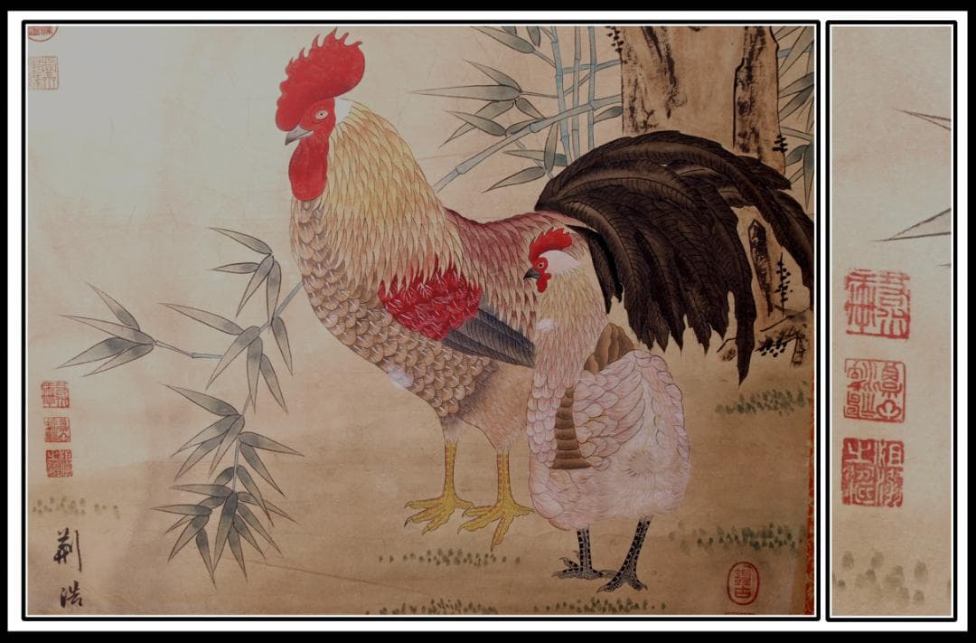 【骨董掛け軸 中国五代荆浩　 肉筆保證 　掛け軸　古美術 AK948A12-3