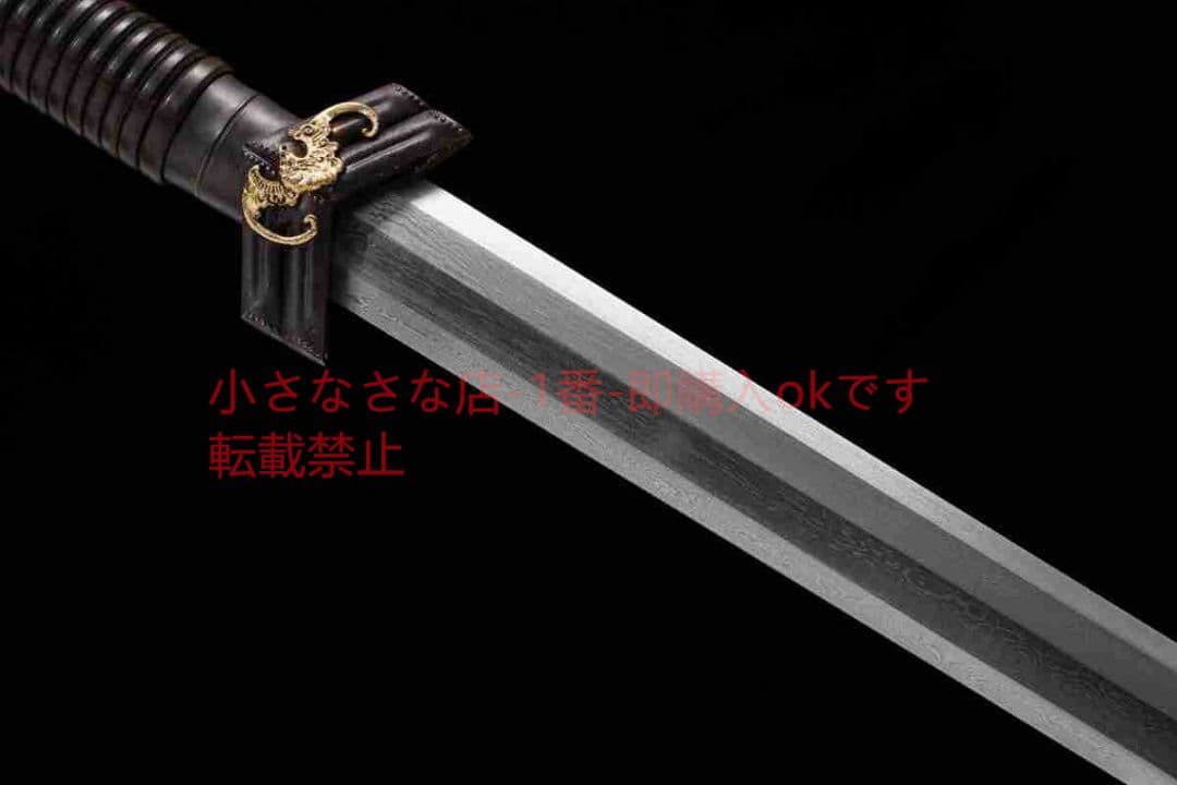ポリ福剣銅装鎏金銀花紋鋼黒檀 古兵器 武具 刀装具 日本刀 模造刀 居合刀