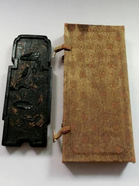 墨■魚戯蓮葉西林光漾遠堤 採蓮發清謳争出越来溪 古墨 老墨 唐墨 古玩 骨董品■