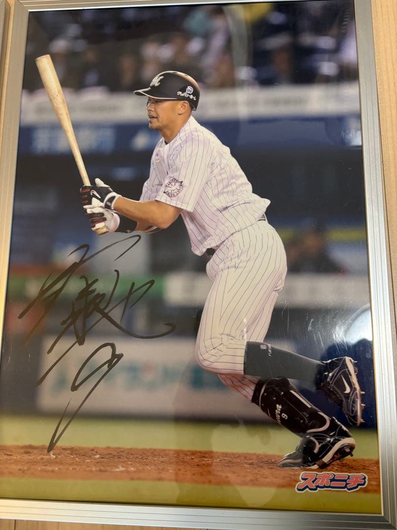 千葉ロッテ　福浦和也　直筆サイン入り　特大パネル　スポニチ当選品