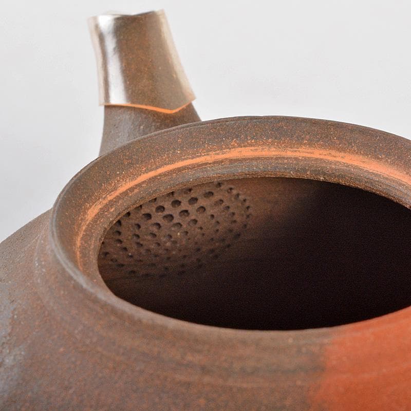 田螺　常滑焼　小西洋平作　窯変　横手急須　茶壷　共箱　D　R5466