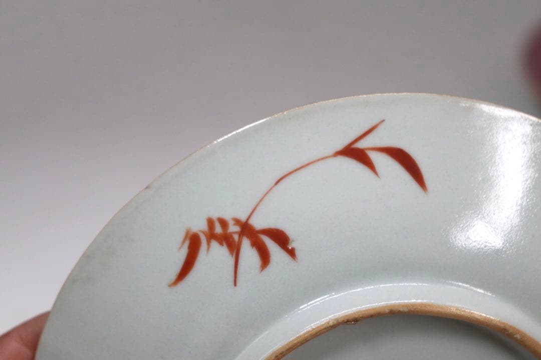 中国　清時代　大清嘉慶年製　松石緑釉皿　十錦手　送料込み1005