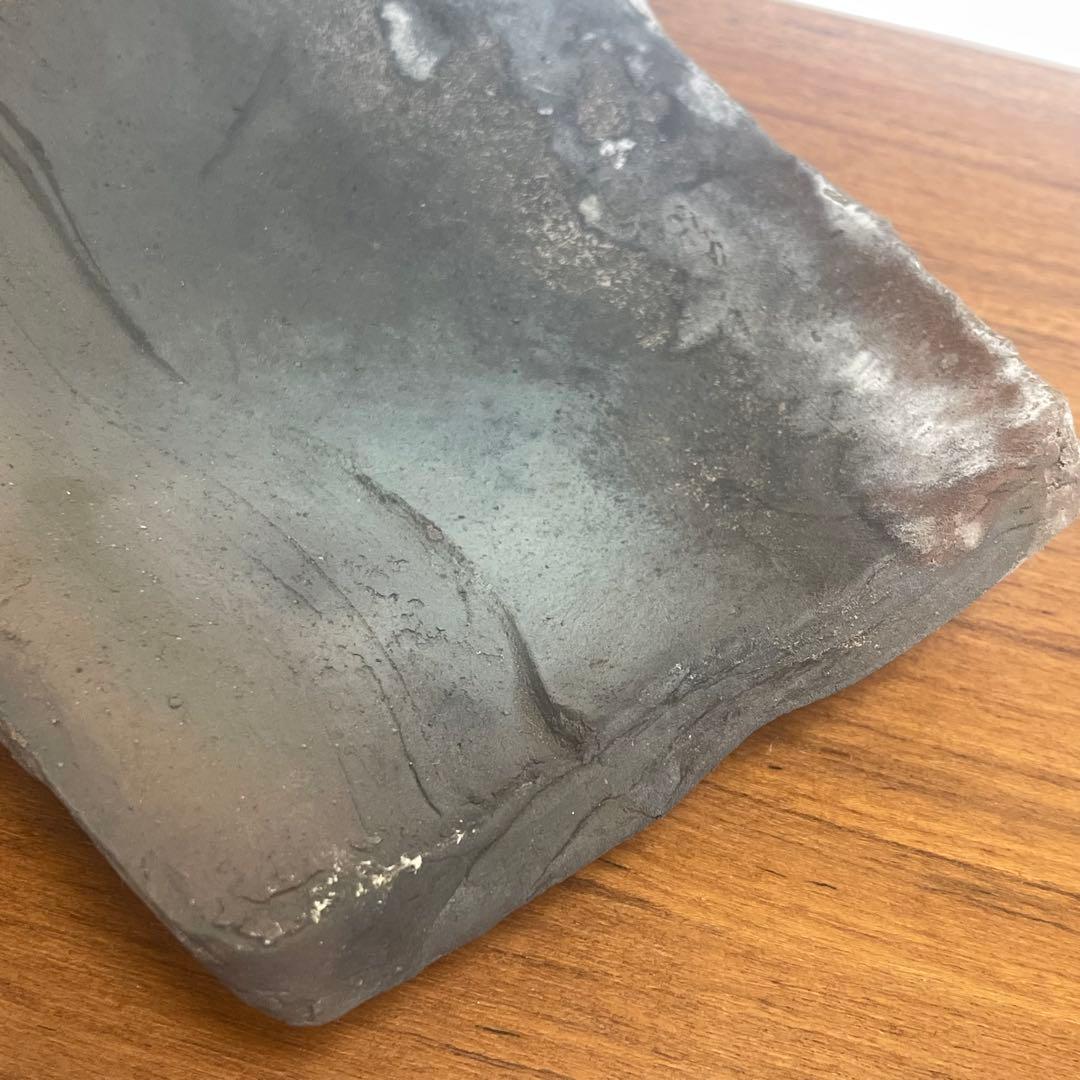 作家もの　真木孝成作　黒窯変角皿