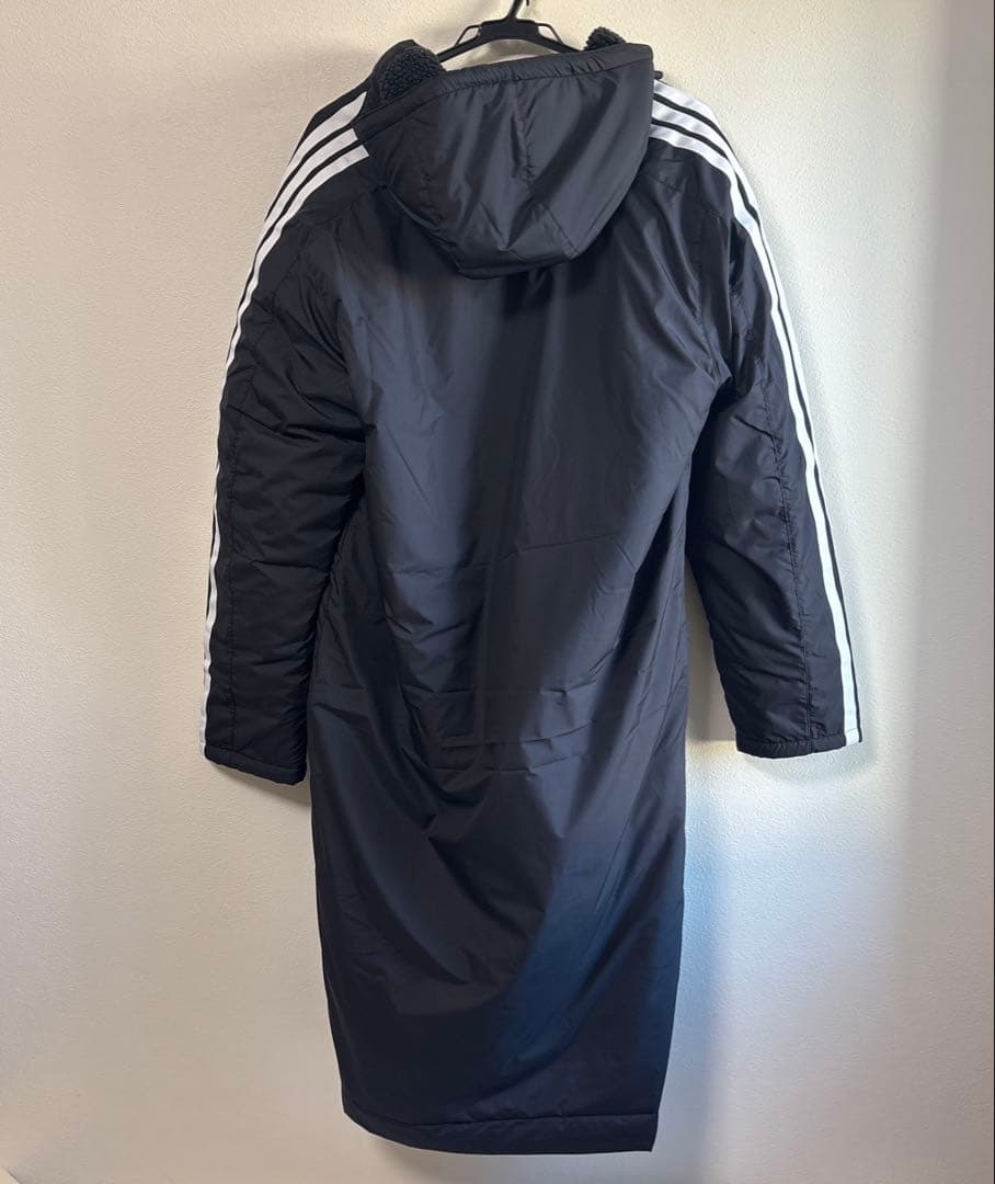adidas アディダス　ベンチコート ロングコート　黒　ボア　フード　新品　L