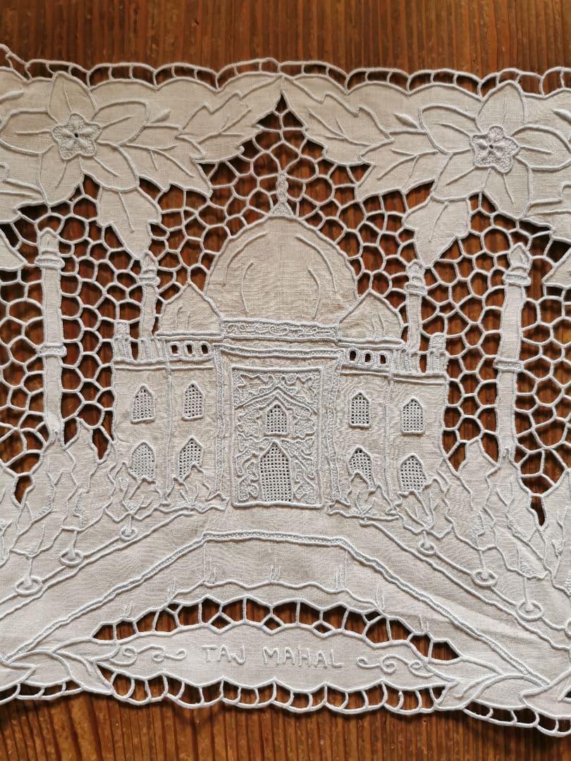 アンティークレース刺繍ランナー タージ・マハル ミュージアムピース 美術館所蔵級