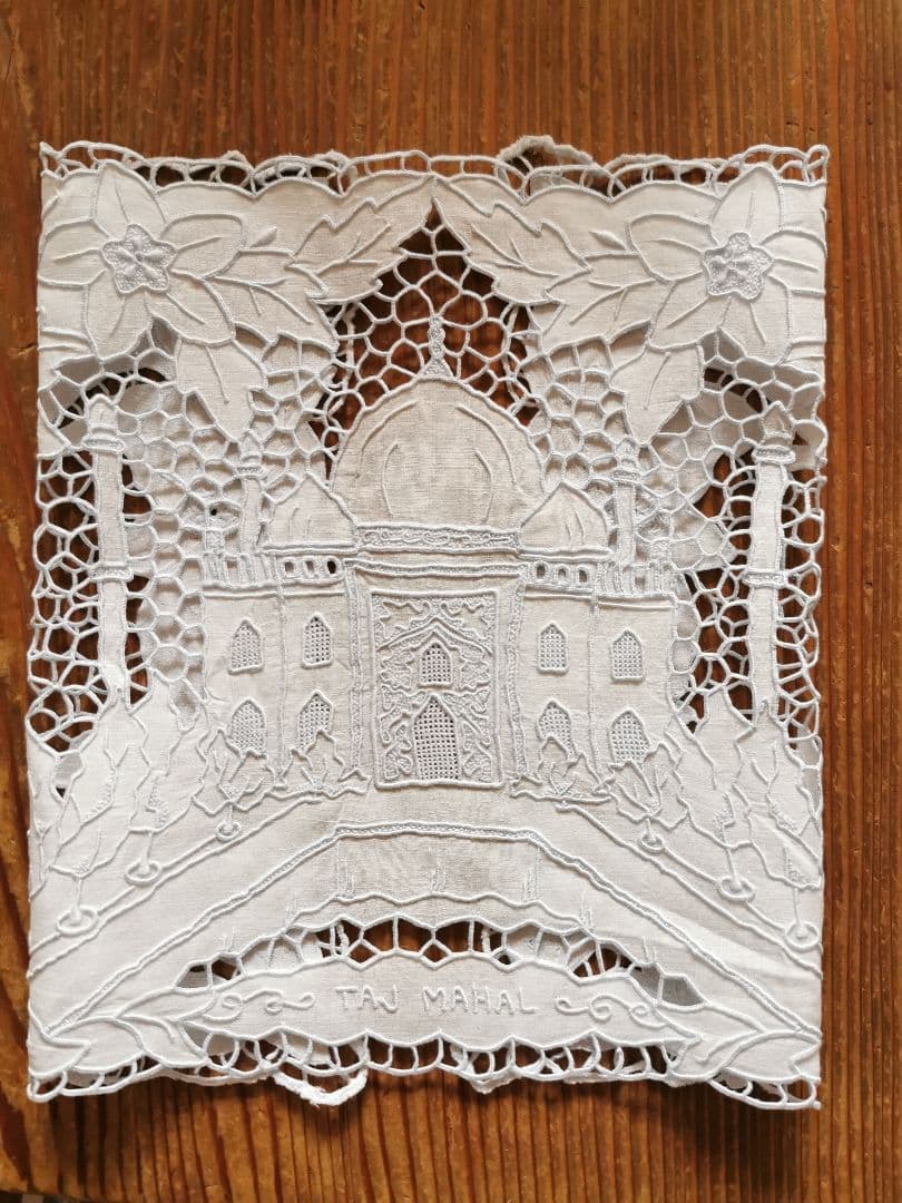 アンティークレース刺繍ランナー タージ・マハル ミュージアムピース 美術館所蔵級