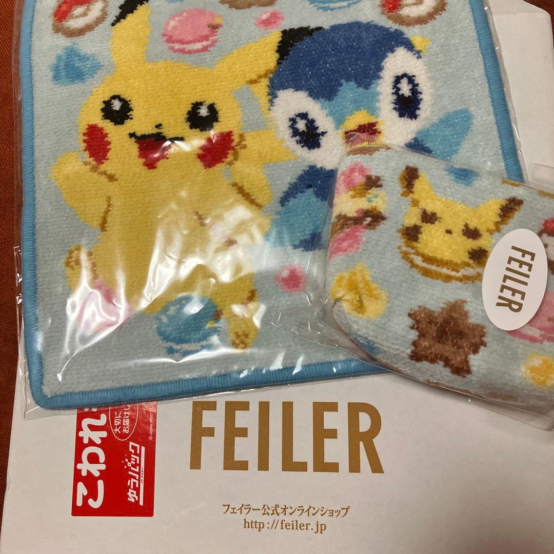 FEILER ピカチュウ ポッチャマ ハンカチ　舟型ポーチ　セット売り