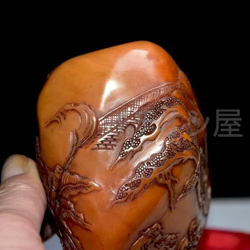 中国古美術 名家倉石銘 寿山芙蓉石彫 置物 共箱 極細工 古擺件 骨董品 時代物