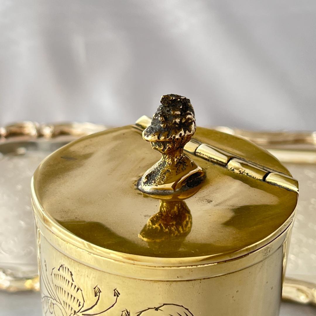 【英国】騎士のティーキャディー【シルバープレート】ゴールド