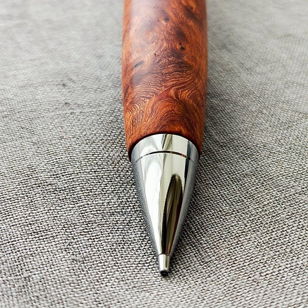 【のりおじじ】　木軸シャープぺン　上杢　本花梨瘤杢紅白　光背杢　0.5mm