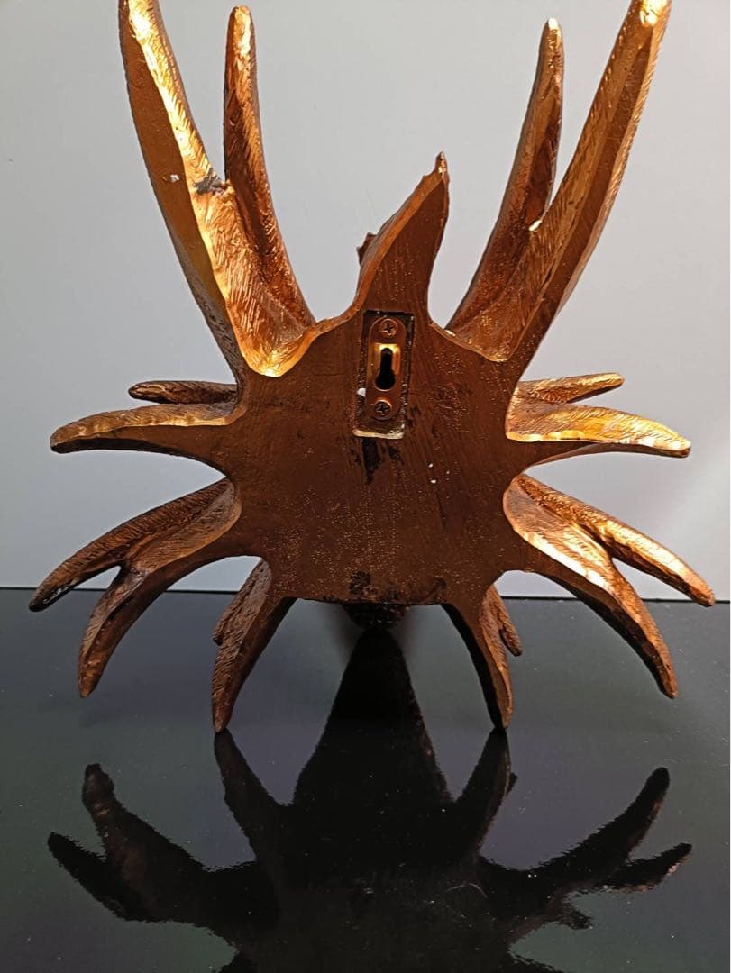 ドラゴンの頭部 壁掛け アンティーク アート オブジェ　美術品　銅色