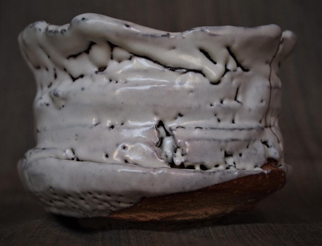 希少作★兼田昌尚★萩茶碗【銘：やぶれかぶれ】★共箱・金継