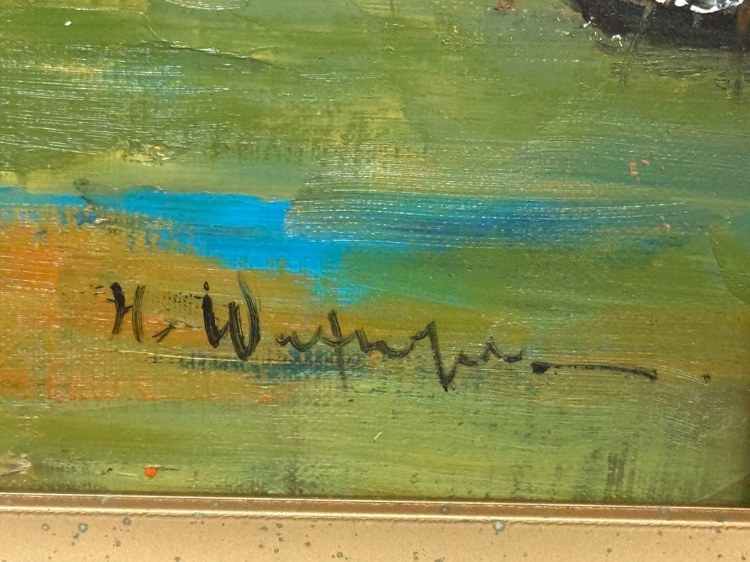 真作 渡辺ひでき ベニス F6号 油彩油絵 直筆サイン