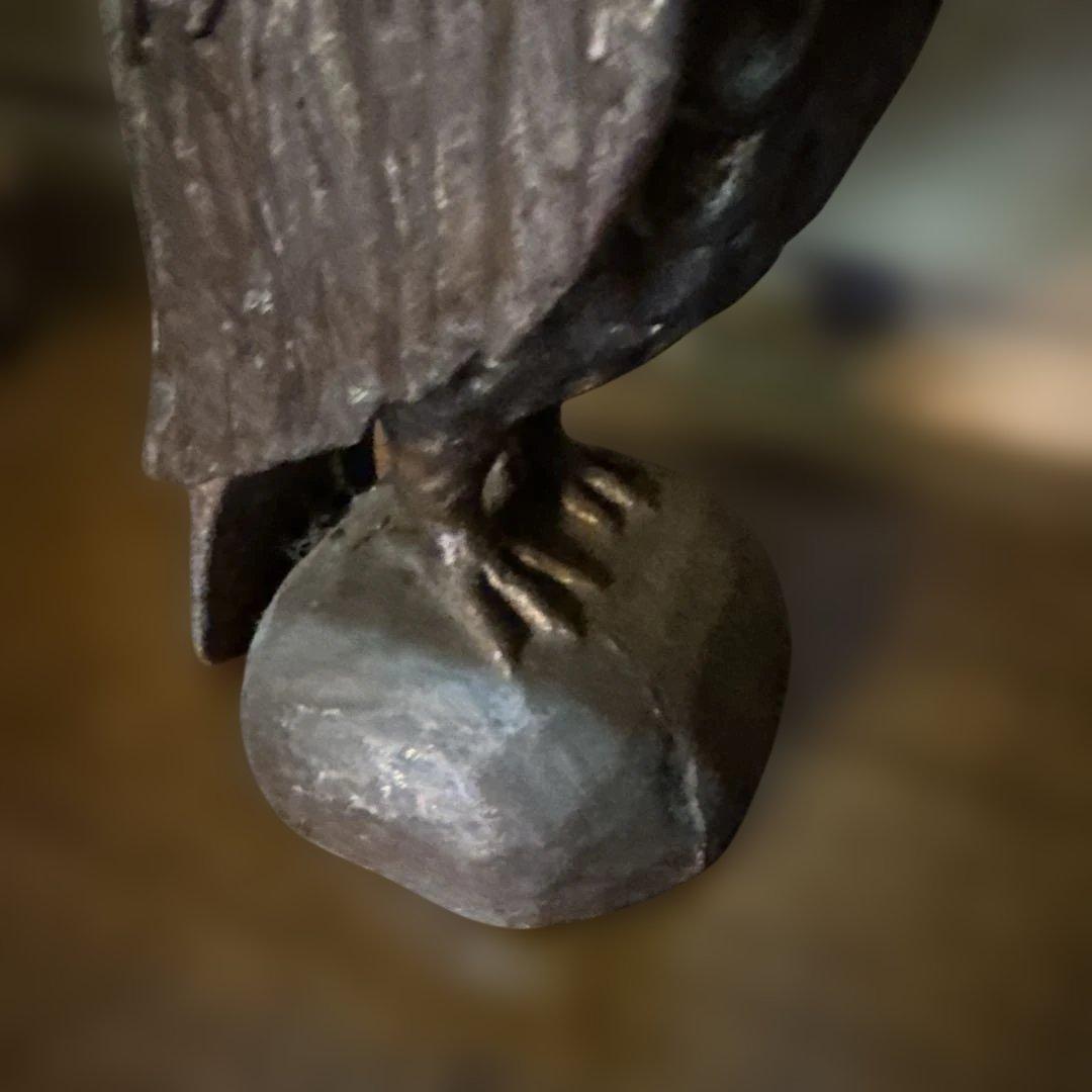 ヴィンテージ　木製 鳥の彫刻 ダークブラウン