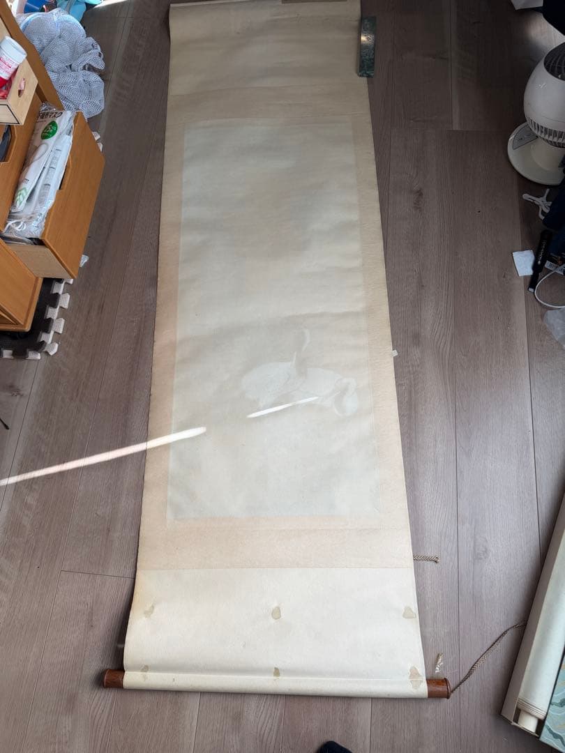 鶴と松の日本画 掛軸　伯岡筆