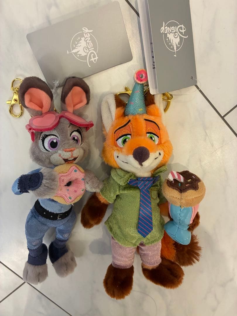 ズートピア10周年 ニック・ワイルド ジュディ・ホップス ぬいぐるみキーホルダー