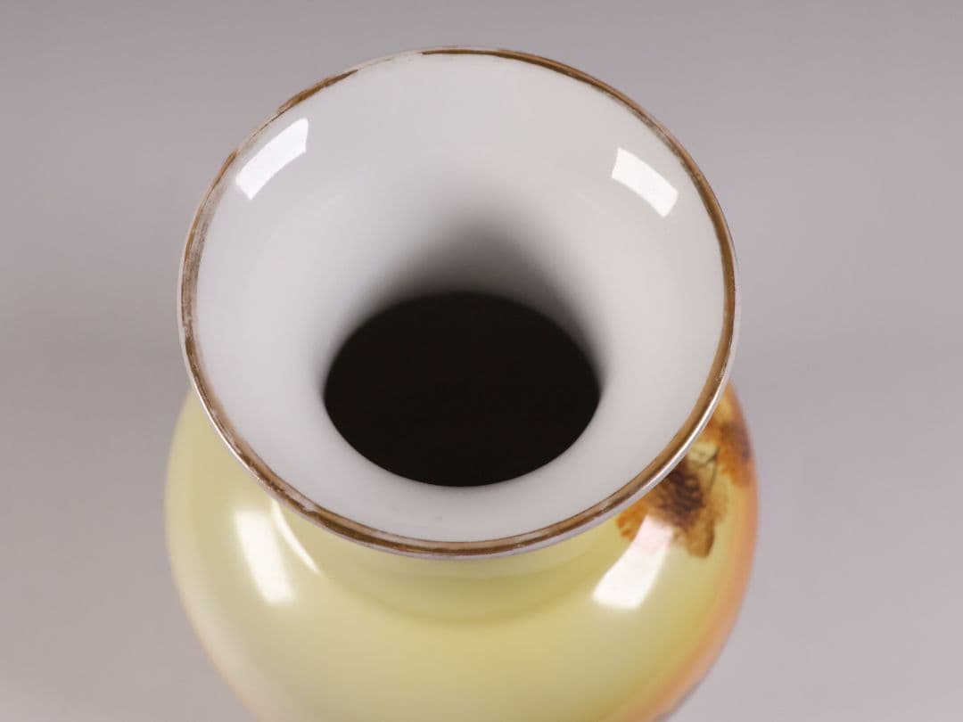 【CM304】オールドノリタケ 湖畔の風景 花瓶 高21cm 夕焼け 花入 花器