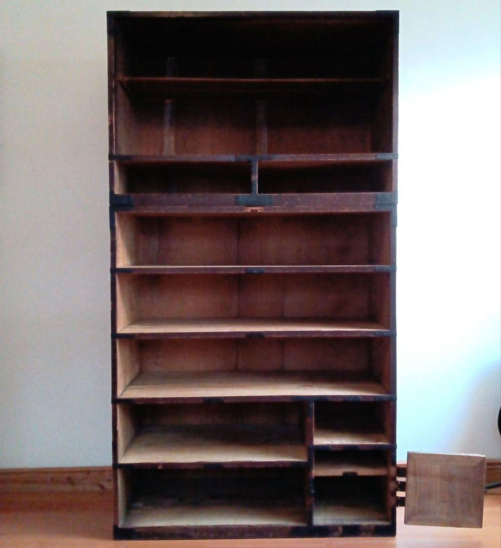 幕末〜明治初期頃　帳場箪笥 商家用／鉄金具多数／書き印あり