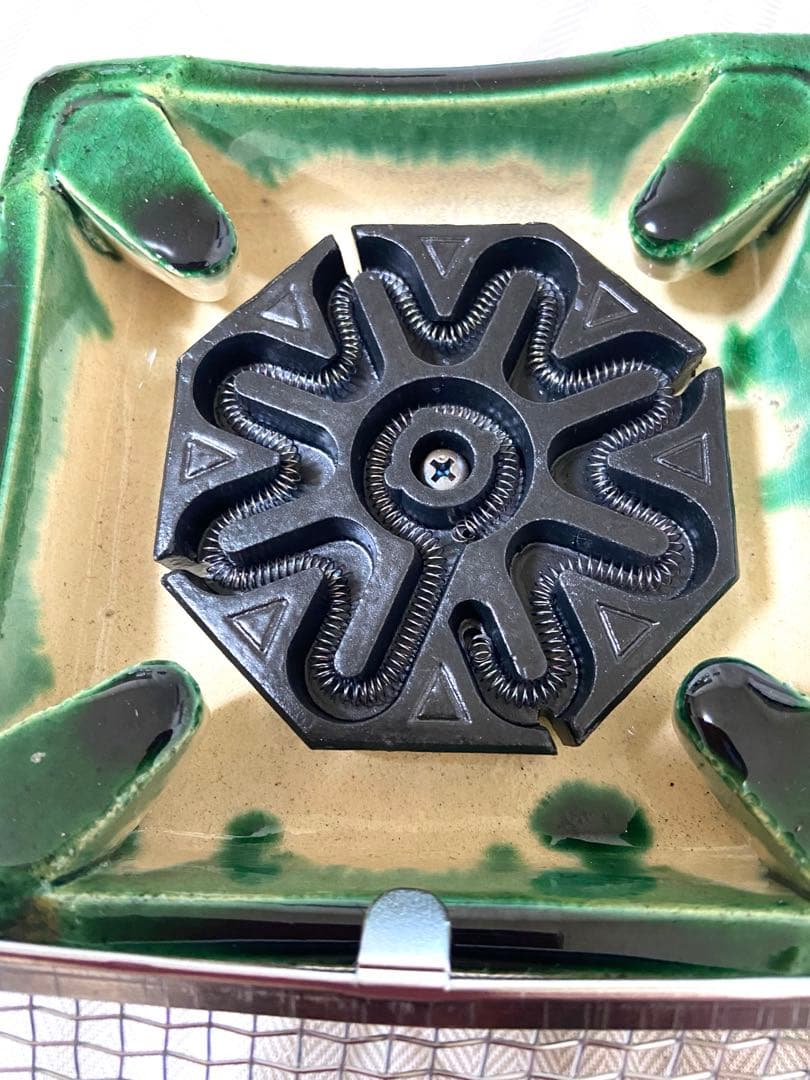 【未使用品⭐︎レトロ⭐︎希少】野々田商店 卓上 江戸火鉢 織部 電熱器 茶道具