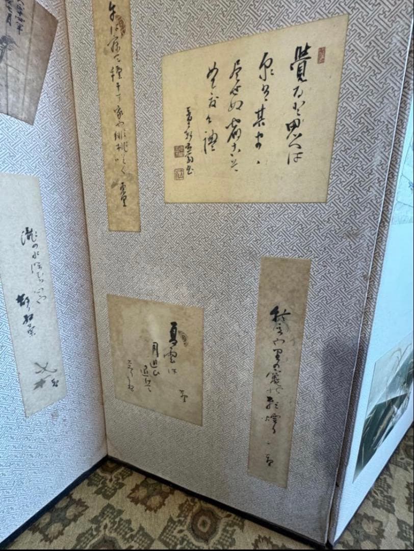 江戸後期 六曲屏風（6扇）画家コラージュ絵画