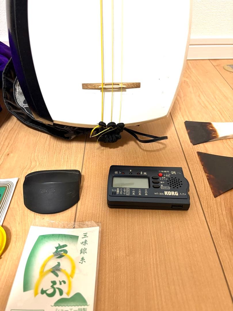 津軽三味線 初心者用全12点セット【花梨のべ棹+合皮フルセット】