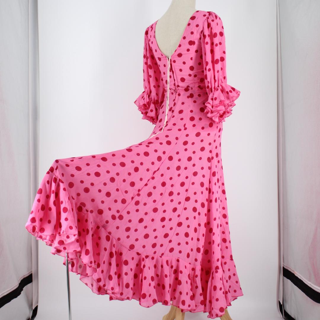 【美品 フラメンコ衣装】ピンク 上下セット セットアップ ツーピース ボランテ