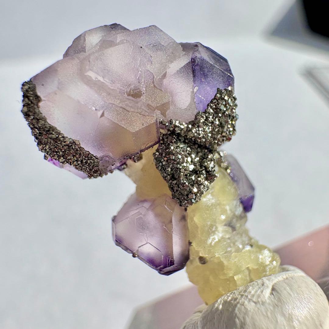 526 きのこタイプ 中国 内モンゴル産 フローライト&パイライト&クォーツ