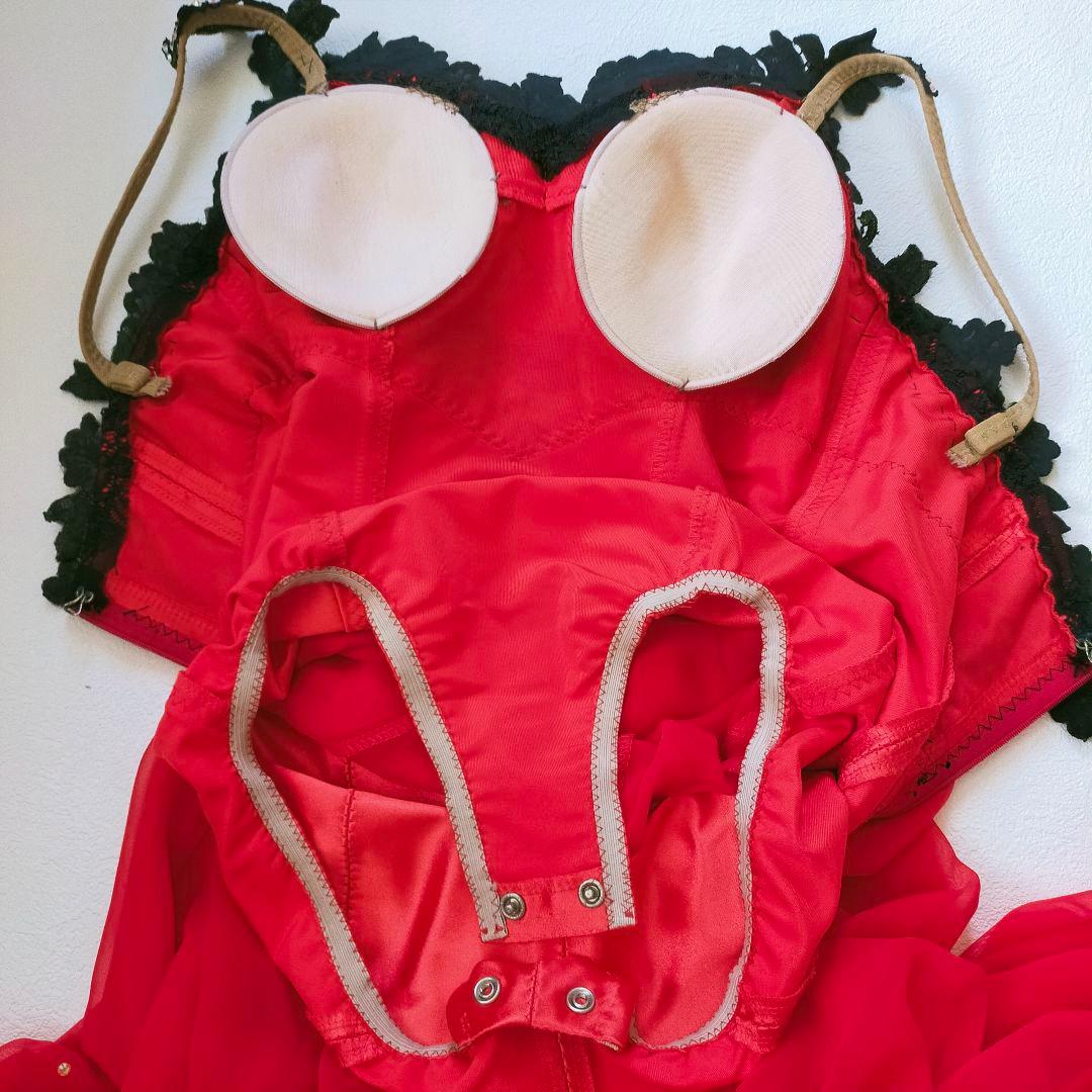 社交ダンススタンダードドレスセット　ブラック＆レッド